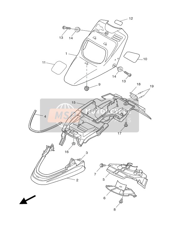 Yamaha CW50L BWS 2003 Guardabarros delantero para un 2003 Yamaha CW50L BWS